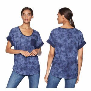 Jones New York JNY XL Space Dye Pocket Tee NWT Blue Womens Top Tie-Dye